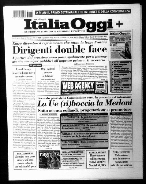 Italia oggi : quotidiano di economia finanza e politica